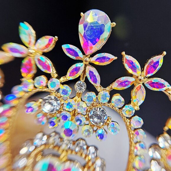 Crystal heart tiara, gold tiara, Diamond stone Tiara, Bridal tiara, Party crown main image 9